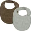 Oilo Kids'  Assorted 2-pack Organic Cotton Muslin Baby Bibs In Bark/seamoss
