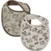 Oilo Assorted 2-pack Organic Cotton Muslin Baby Bibs In Eggshell/bark