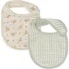 Oilo Kids'  Assorted 2-pack Organic Cotton Muslin Baby Bibs In Eggshell/sea
