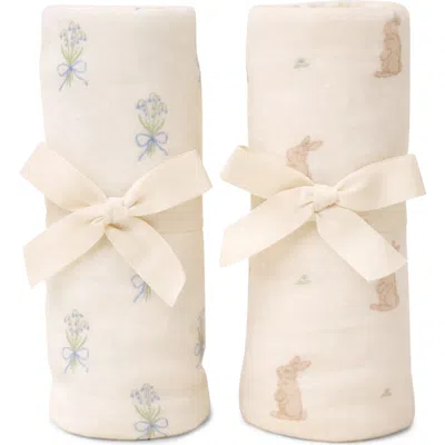 Oilo Assorted 2-pack Organic Cotton Jersey Swaddle Blankets In Brown