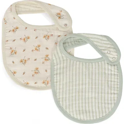 Oilo Kids'  Assorted 2-pack Organic Cotton Muslin Baby Bibs In Green