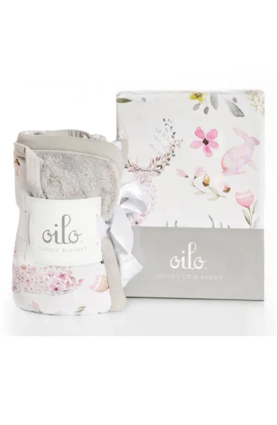 Oilo Fawn Crib Sheet & Cuddle Blanket Set In Gray