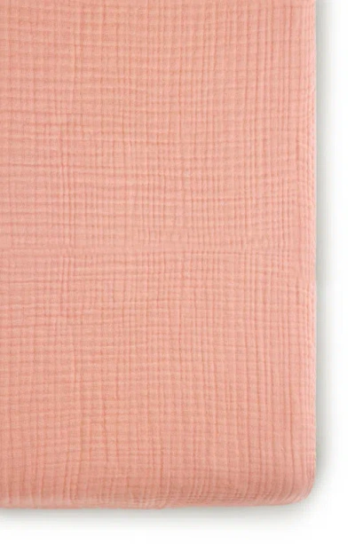 Oilo Organic Cotton Muslin Crib Sheet In Rose