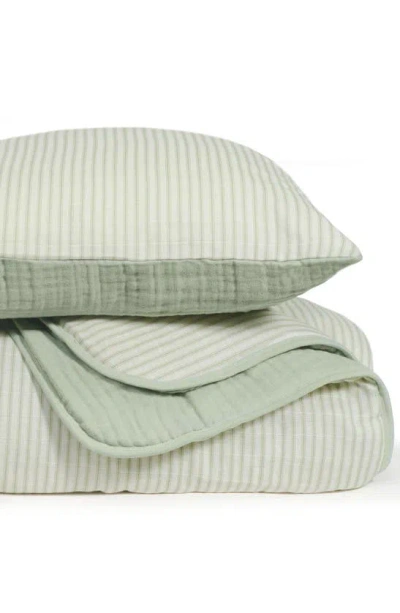 Oilo Organic Cotton Muslin Quilt & Sham Set In Seamoss