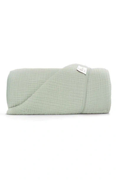 Oilo Organic Cotton Muslin Throw Blanket In Green