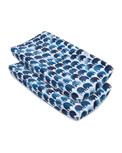 Oilo Studio Elephant Changing Pad Cover, 2 Pack In Indigo
