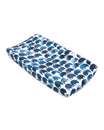 Oilo Studio Elephant Jersey Changing Pad Cover In Indigo