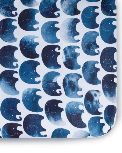 Oilo Studio Elephant Jersey Standard Crib Sheet In Indigo