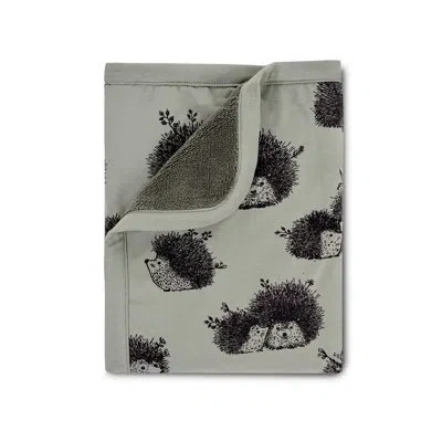 Oilo Studio - Hedgehog Luxury Plush & Jersey Baby Blanket In Green