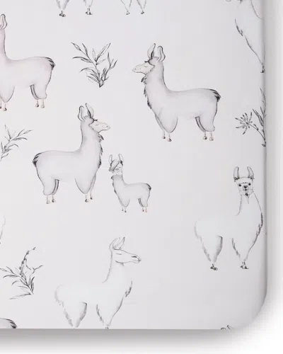 Oilo Studio Llama Jersey Crib Sheet In Dove