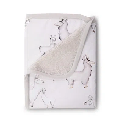 Oilo Studio - Llama Luxury Plush & Jersey Baby Blanket In White;gray