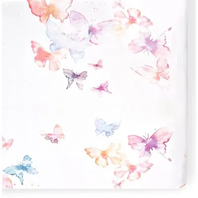 Oilo Studio – Organic Butterfly Jersey Fitted Crib Sheet, Ultra-soft & Breathable, Snug Fit For Standard  In White;pink;purple