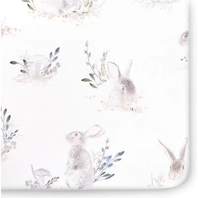 Oilo Studio – Organic Cottontail Rabbit Jersey Fitted Crib Sheet, Ultra-soft & Breathable, Snug Fit For S In White;gray