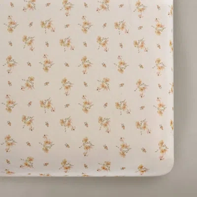 Oilo Studio – Organic Dainty Floral Jersey Fitted Crib Sheet, Ultra-soft & Breathable, Snug Fit For Stand In Pink;cream