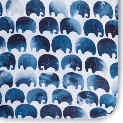 Oilo Studio – Organic Elephant Jersey Fitted Crib Sheet, Ultra-soft & Breathable, Snug Fit For Standard C In Blue