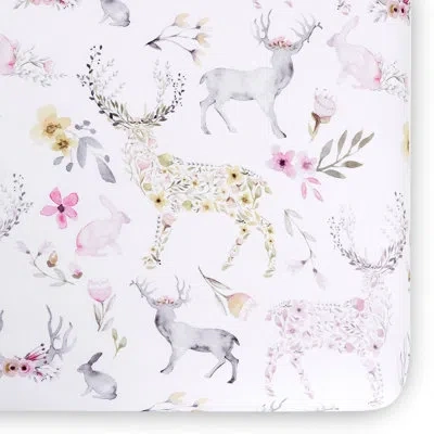 Oilo Studio – Organic Fawn Jersey Fitted Crib Sheet, Ultra-soft & Breathable, Snug Fit For Standard Cribs In White;gray;pink