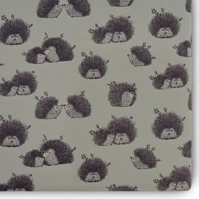 Oilo Studio – Organic Hedgehog Jersey Fitted Crib Sheet, Ultra-soft & Breathable, Snug Fit For Standard C In Black;green