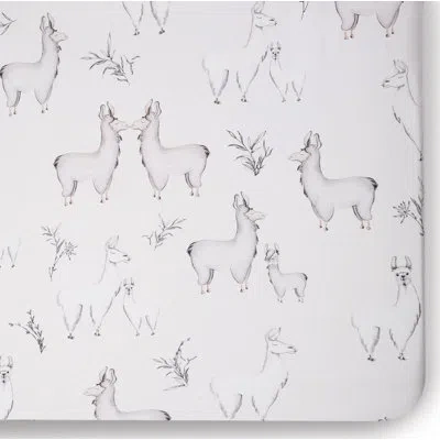 Oilo Studio – Organic Llama Jersey Fitted Crib Sheet, Ultra-soft & Breathable, Snug Fit For Standard Crib In White;gray