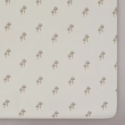 Oilo Studio – Organic Mushroom Jersey Fitted Crib Sheet, Ultra-soft & Breathable, Snug Fit For Standard C In Beige;tan