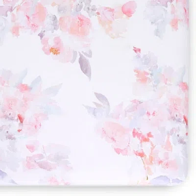 Oilo Studio – Organic Prim Floral Jersey Fitted Crib Sheet, Ultra-soft & Breathable, Snug Fit For Standar In White;pink;purple