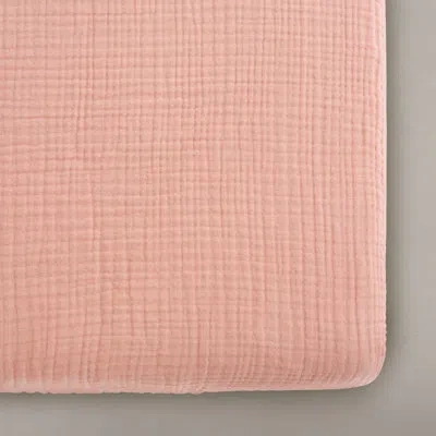 Oilo Studio – Organic Rosette Pink Muslin Fitted Crib Sheet, Ultra-soft & Breathable, Snug Fit For Standa