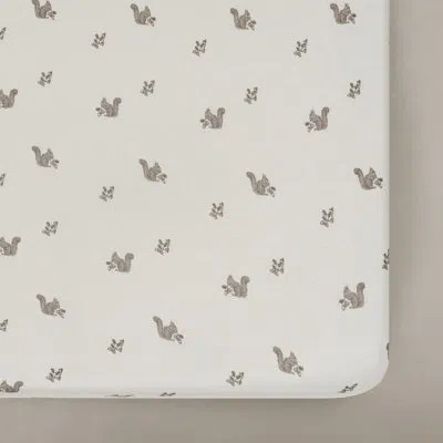 Oilo Studio – Organic Squirrel Jersey Fitted Crib Sheet, Ultra-soft & Breathable, Snug Fit For Standard C In Beige;tan