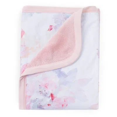Oilo Studio - Prim Floral Luxury Plush & Jersey Baby Blanket In White;pink;purple