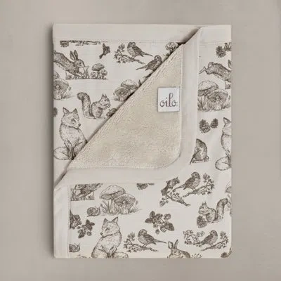 Oilo Studio - Woodland Animals Luxury Plush & Jersey Baby Blanket In Brown;beige;tan