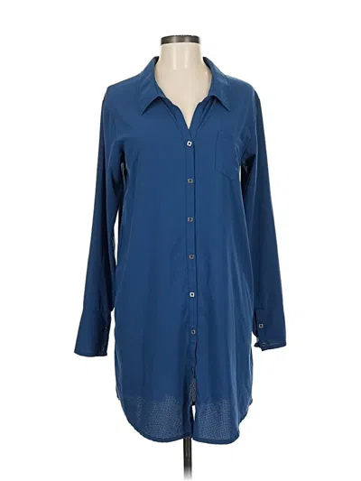 Pre-owned Oiselle 3/4 Sleeve Button Down Shirt In Blue