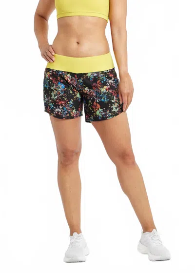 Oiselle Long Roga Shorts In Dark Floral In Multi