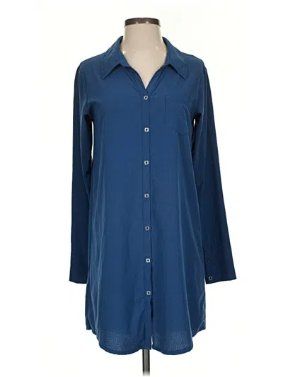 Pre-owned Oiselle Long Sleeve Polo Shirt In Blue