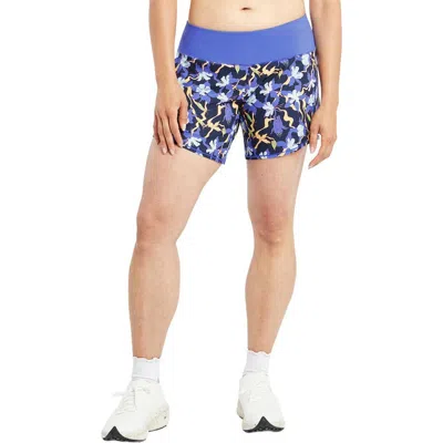 Oiselle Ra Printed 6in Short In Blue