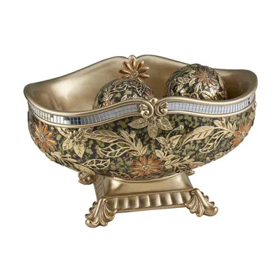 Ok Lighting 8"h Chrysanthemum Decorative Bowl With Spheres In Multi