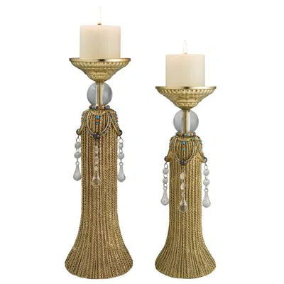 Ok Lighting Auric Twists Candleholder Set In Gold