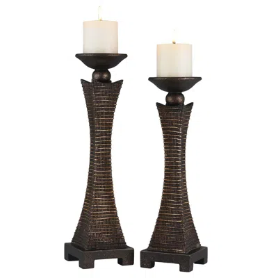 Ok Lighting Kayan Candleholder Set In Black