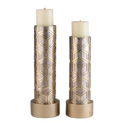Ok Lighting Rose Gold Savannah Candleholder Set (set Of 2 - 14" & 16"h)