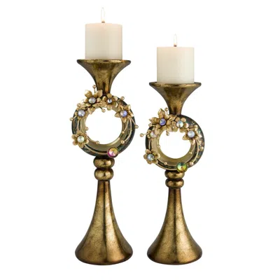 Ok Lighting Virgo Orchid Candleholder Set In Green