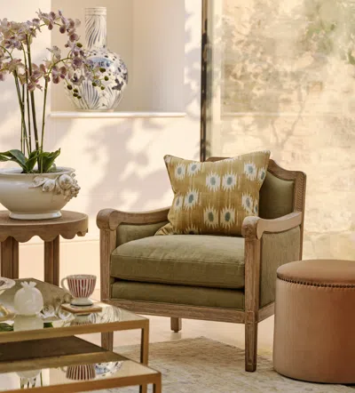 Oka Akino Cushion Cover - Ochre In Green