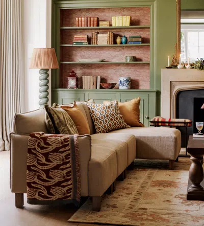 Oka Alora Modular Sofa Unit - Right-arm Unit - Wild Oats Wide Herringbone