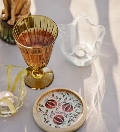 Oka Ampelos Cut White Wine Glasses - Set Of Four - Amber In Brown