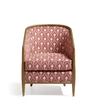 Oka Annalee Ghini Feathers Linen Armchair - Red Garnet