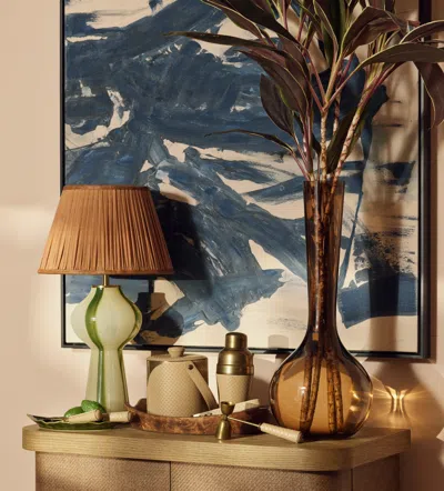 Oka Archibald Pleated Linen Lampshade 45cm - Apricot