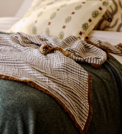 Oka Avonlea Throw With Fringing - Ochre In Multi