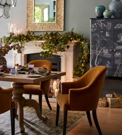 Oka Brantwood Velvet Dining Chair - Camel