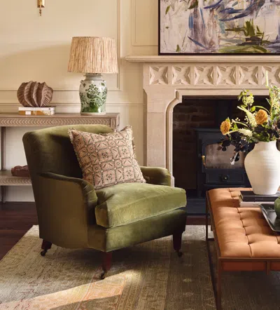 Oka Coleridge Armchair With Fixed Velvet Cover - Spruce