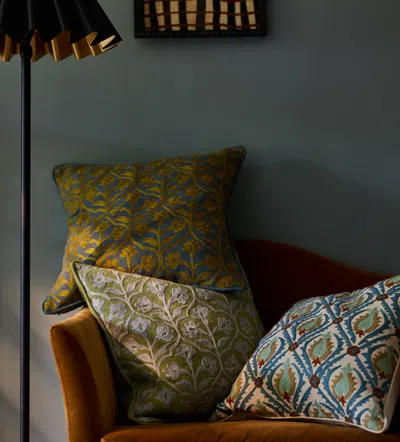 Oka Cornelia Cushion Cover - Dirty Orange/blue