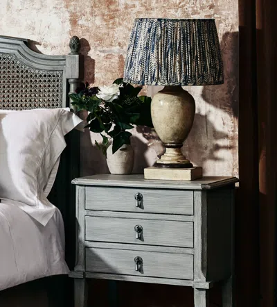 Oka Elemeri Pleated Silk Lampshade 35cm - Heron Blue