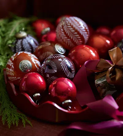 Oka Elemeri/ocellus Glass Baubles Pair - Raspberry