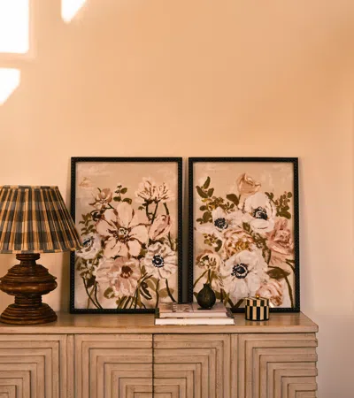 Oka Elizabeth Framed Floral Prints Pair - Multi