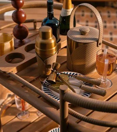 Oka Emsworth Leather Cocktail Shaker - Taupe